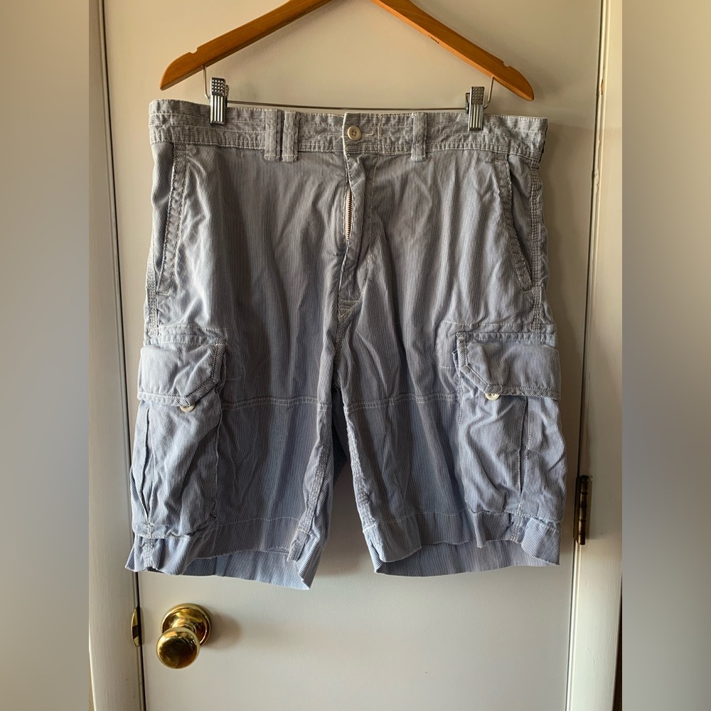Men's Polo by Ralph Lauren Blue & White Striped Cargo Shorts